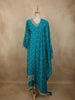 Teal Blue Floral Zari Embroidered Design Tussar Silk Salwar Suit with Dupatta