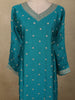 Teal Blue Floral Zari Embroidered Design Tussar Silk Salwar Suit with Dupatta
