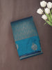 Teal Blue Floral Zari Woven Design Art Silk Saree