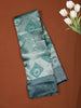 Teal Blue Floral Zari Woven Design Art Silk Saree with Contrast Zari Border