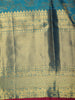 Teal Blue Floral Zari Woven Design Pure Kanchipuram Silk Saree with Zari Border