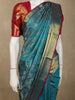 Teal Blue Floral Zari Woven Design Pure Kanchipuram Silk Saree with Zari Border