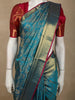 Teal Blue Floral Zari Woven Design Pure Kanchipuram Silk Saree with Zari Border