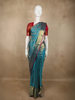 Teal Blue Floral Zari Woven Design Pure Kanchipuram Silk Saree with Zari Border