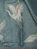 Teal Blue Flying Crane Bird Thread Embroidered Design Pure Tissue Fancy Saree with Lace Border