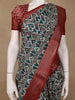 Teal Blue Geometric Design Semi Tussar Saree