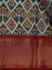 Teal Blue Geometric Design Semi Tussar Saree