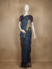 Teal Blue Geometric Woven Design Cotton Saree with Contrast Purple Zari Border