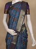 Teal Blue Geometric Woven Design Cotton Saree with Contrast Purple Zari Border