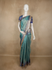 Teal Blue Geometric Zari Woven Design Tissue Designer Saree with Sequins Border