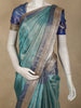 Teal Blue Geometric Zari Woven Design Tissue Designer Saree with Sequins Border