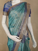 Teal Blue Geometric Zari Woven Design Tissue Designer Saree with Sequins Border