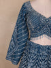Teal Blue Heavy Sequin And Stone Embroidered Net Bridal Lehenga Set With Dupatta - Diadem