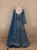 Teal Blue Heavy Sequin And Stone Embroidered Net Bridal Lehenga Set With Dupatta - Diadem