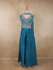 Teal Blue Heavy Sequins and Beads Embroidered Design Georgette Palazzo Suit with Dupatta