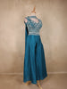 Teal Blue Heavy Sequins and Beads Embroidered Design Georgette Palazzo Suit with Dupatta