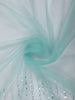 Teal Blue Heavy Sequins and Beads Embroidered Design Net Saree with Scalloped Border