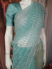 Teal Blue Heavy Sequins and Beads Embroidered Design Net Saree with Scalloped Border
