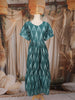 Teal Blue Ikat Printed Design Cotton Kurti