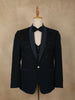 Teal Blue Intricate Black Beads Embroidered Design Polynosic Men's Suit