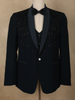 Teal Blue Intricate Black Beads Embroidered Design Polynosic Men's Suit