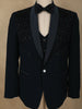 Teal Blue Intricate Black Beads Embroidered Design Polynosic Men's Suit