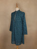 Teal Blue Leaf Motif Printed Cotton Kurta For Men