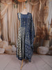 Teal Blue Leaf Printed and Mirror Embroidered Design Crepe Palazzo Suit with Matching  Dupatta