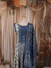 Teal Blue Leaf Printed and Mirror Embroidered Design Crepe Palazzo Suit with Matching  Dupatta