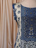 Teal Blue Leaf Printed and Mirror Embroidered Design Crepe Palazzo Suit with Matching  Dupatta