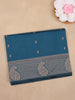 Teal Blue Paisley Butta Woven Design Cotton Saree with Self Border