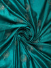 Teal Blue Peacock Butta Zari Woven Design Crepe Silk Fancy Saree