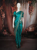 Teal Blue Peacock Butta Zari Woven Design Crepe Silk Fancy Saree