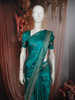 Teal Blue Peacock Butta Zari Woven Design Crepe Silk Fancy Saree