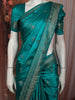 Teal Blue Peacock Butta Zari Woven Design Crepe Silk Fancy Saree