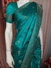 Teal Blue Peacock Butta Zari Woven Design Crepe Silk Fancy Saree