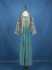 Teal Blue Peacock Embroidered Georgette Kids Palazzo Suit