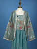 Teal Blue Peacock Embroidered Georgette Kids Palazzo Suit