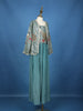 Teal Blue Peacock Embroidered Georgette Kids Palazzo Suit