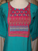 Teal Blue Printed Design Cotton Straight Cut Salwar Suit