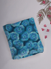 Teal Blue Rose Floral Printed Chiffon Saree