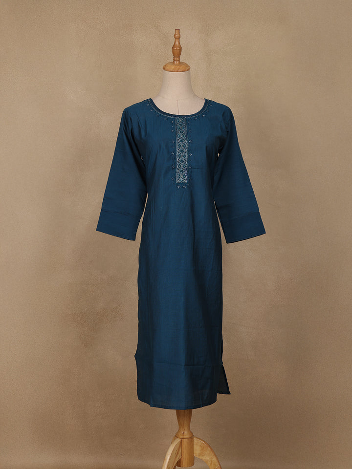 Teal Blue Sequins Design Georgette Kurti - Diadem