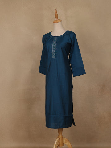 Teal Blue Sequins Design Georgette Kurti - Diadem