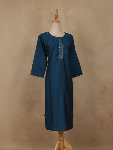 Teal Blue Sequins Design Georgette Kurti - Diadem