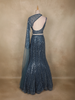 Teal Blue Sequins and Bead Embroidered Net Mermaid Lehenga Set