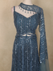 Teal Blue Sequins and Bead Embroidered Net Mermaid Lehenga Set