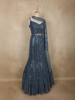 Teal Blue Sequins and Bead Embroidered Net Mermaid Lehenga Set