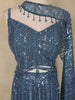 Teal Blue Sequins and Bead Embroidered Net Mermaid Lehenga Set