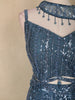 Teal Blue Sequins and Bead Embroidered Net Mermaid Lehenga Set