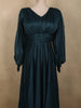 Teal Blue Shimmer Solid And Glitter Design Party Wear Gown with Empire Waist